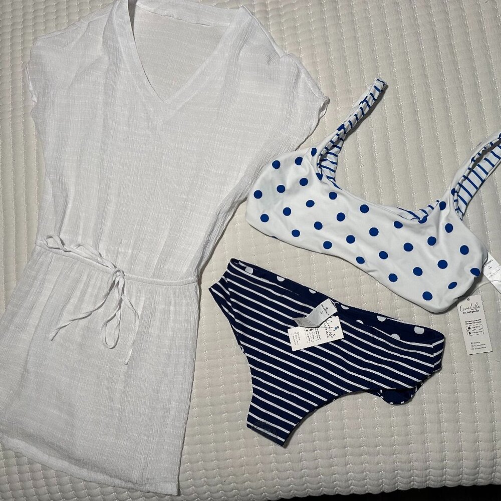 Cupshe Reversible Polka Dot Bikini Set | M | NWT